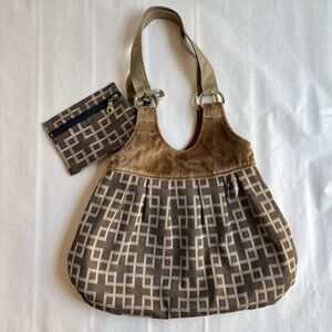 Kim White Reversible handbag purse bag brown neutral rust geometric coin purse